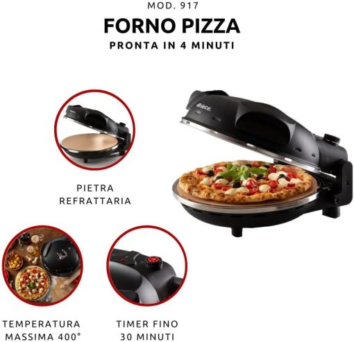Ariete Pizza Oven 918, Pizza 4 Minutes, 5 Cooking Levels, Refractory Plate for Heating, Wooden Blades Included, Maximum Temperature 400°C, 1200W, White - Image 37