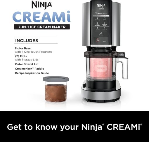 Ninja NC301 CREAMi Ice Cream Maker, for Gelato, Mix-ins, Milkshakes, Sorbet, Smoothie Bowls & More, 7 One-Touch Programs, with (2) Pint Containers & Lids, Compact Size, Perfect for Kids, Silver - Image 22