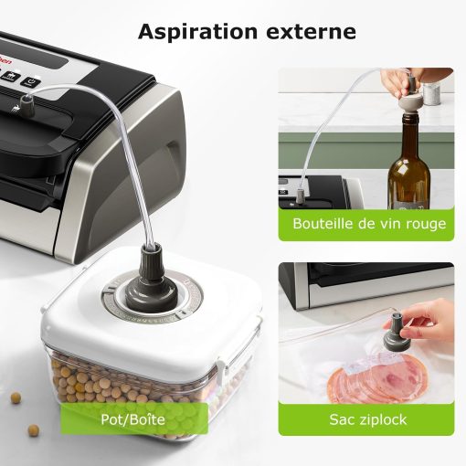 Bonsenkitchen Powerful and Quiet Food Vacuum Sealer with Globefish Technology for Continuous Work, Locked Handle Design, Integrated Cutter, 2 Rolls of Bags Included - Image 14