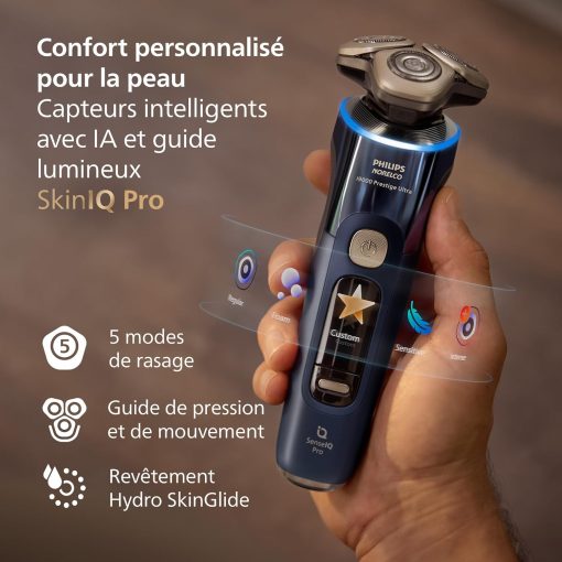 Philips Rasoir i9000 Prestige Ultra, Rasoir électrique 100% étanche, Technologie Skin IQ Pro, Système Triple Lift & Cut, Lames de précision NanoTech rotatives 360°, 5 modes de rasage, XP9401/38 - Image 17