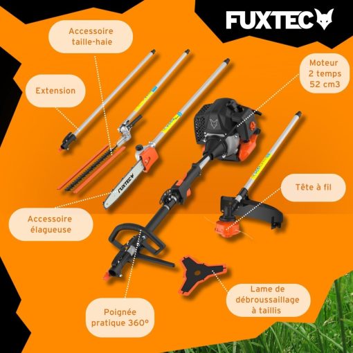 Fuxtec Débroussailleuse Thermique Multifonction 5 en 1 Multitool FX-MT152E - Easy Starter 3CV 52 cm3, Moteur 2 Temps, élagueuse Taille Haie Coupe Bordure Avec Fil ou Lame 1 Mètre Rallonge - Image 27