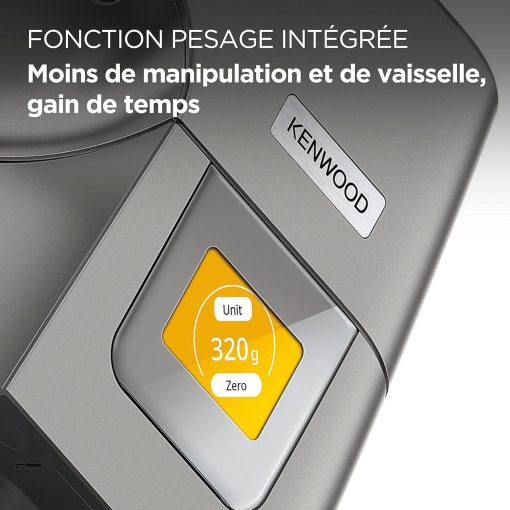 Kenwood Titanium Chef Patissier XL KWL90.034SI, Robot Patissier Balance Intégrée, Batteur K, Pétrin, Fouet, Batteur Souple, Deux Bols, Couvercle Anti-Projections, 1400W, Acier, Argent - Image 10