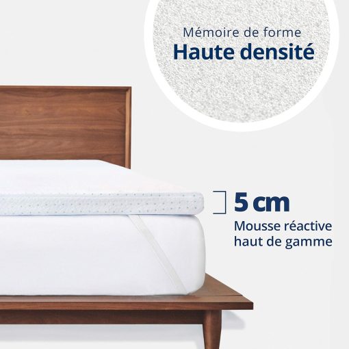 ViscoSoft - Surmatelas 160 x 200 Mémo, Surmatelas 160 x 200 memoire de Forme 5cm avec Aération Optimale et Mousse Haute Densité 50kg/m3, Housse Bambou Lavable, Surmatelas 160x200 Confort Moelleux - Image 2