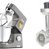Kenwood Titanium Chef Patissier XL KWL90.034SI, Robot Patissier Balance Intégrée, Batteur K, Pétrin, Fouet, Batteur Souple, Deux Bols, Couvercle Anti-Projections, 1400W, Acier, Argent