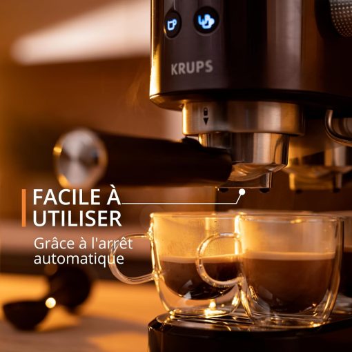 Krups Virtuoso+, Machine expresso, Machine a cafe à pompe, expresso machine a cafe moulu ou dosettes, 15 bars, Inox, Buse vapeur, Espresso et cappuccino, XP444G10 - Image 20