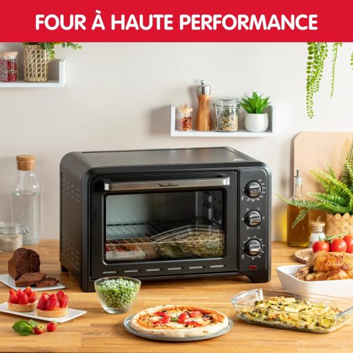 Moulinex Oven, 33 L, Rotating heat, Advanced convection, 6 cooking modes, Thermostat adjustable up to 240°C, Timer 120 min, Reversible grill, Silicone oven mitts, Optimo Black OX464811 - Image 3
