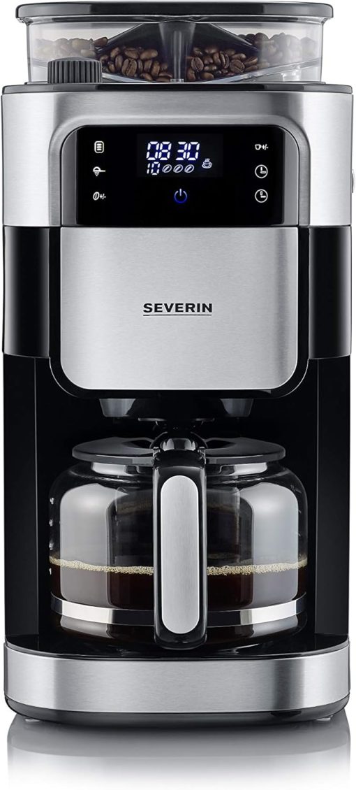 SEVERIN Coffee maker with integrated grinder 1000 W, Programmable coffee machine with timer, Drip coffee maker with 8 cup insulated jug, Black/Stainless steel, KA 4814 - Image 12