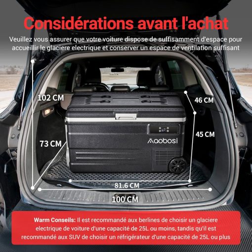 AAOBOSI 45L Glacière à Compresseur, Glaciere électrique -20℃ à 20℃, Frigo Camion APP&Bouton Contr?le, 12/24V DC et 100-240V AC Glaciere Camping Pour Voiture, Camion, Bateau et Prise De Courant - Image 16