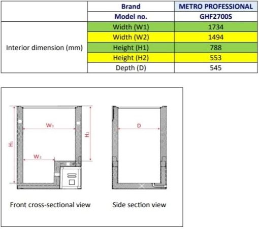 METRO Professional Congélateur bahut GHF2700S, acier, 188 x 73.5 x 94.5 cm, 700 L, 125 W, 3 paniers, éclairage LED, avec serrure, blanc/gris - Image 21