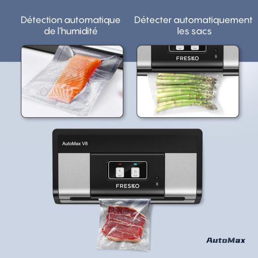 FRESKO Automatic Vacuum Sealer Machine, 140 Watts, Hands-Free Vacuum Machine, Dry/Wet Detection, 2 Roll Bag, Built-in Cutter and Bag Storage (AutoMax V8) - Image 2