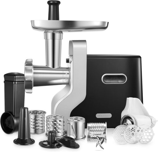 HOUSNAT 5 in 1 Multifunctional Electric Meat Mincer Professional with 3 Stainless Steel Grinding Plates, 2300WMax Locking Power, for Sausage, Kubbe, Vegetable