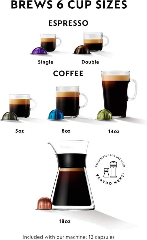 Nespresso Vertuo Next Coffee and Espresso Machine by De'Longhi with Milk Frother, 8 ounces, Dark Grey - Image 36