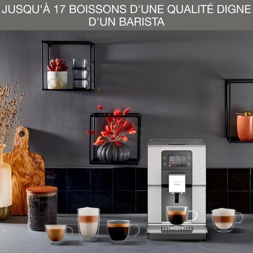 Krups Machine à café broyeur à grain, Ecran tactile couleur, 11 recettes préenregistrées, Indicateurs lumineux intuitif, accès bacs en frontal, Nettoyage facile, Intuition Préférence EA873810 - Image 6