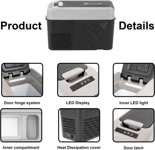 Alpicool LGMP8 8L Glaciere Portable Réfrigérateur Voiture Camping Congélateur 12/24V Mini Frigo pour Maison, Bureau ou Pique-Nique en Plein Air/ -20 à 20℃(Batterie Non Incluse) - Image 3