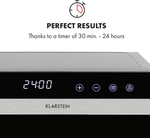 Klarstein Flavour Dry Dehydrator, 6 Trays for Drying Food, Adjustable Temperature from 35 to 75 °C, Even Heat Distribution, LCD Touch Screen, Timer 30 Minutes – 24 Hours, Black - Image 6
