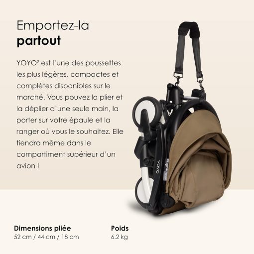 Poussette BABYZEN YOYO2 6+ (Cadre noir + pack couleur Aqua) - Comprend un harnais, un dossier, des arceaux de capote, une bandoulière, un coussin d’assise, et une capote assortie - Image 37