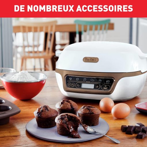 Tefal Machine à gateaux, 5 programmes automatiques pour réglage, 1 mode manuel, 3 moules flexibles, 1 grand moule en acier revêtu, Compatible avec moules Crispybake, Cake Factory+ KD802112 - Image 4