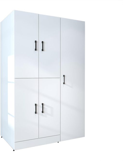 ROOMART Dora - Armoire de machine à laver - Pour sèche-linge et machine à laver - En 4 couleurs - Avec portes et panneau coulissant - Blanc - Chêne blanc - Chêne anthracite - Chêne blanc (chêne blanc) - Image 26