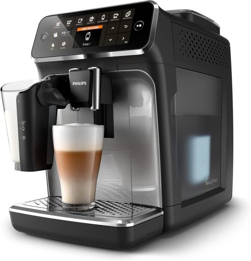 PHILIPS 4400 Series Fully Automatic Espresso Machine – 12 Hot & Iced Coffees, Quick-to-Clean LatteGo Milk System, SilentBrew, QuickStart, Ceramic Grinder, Black Chrome (EP4444/90) - Image 12