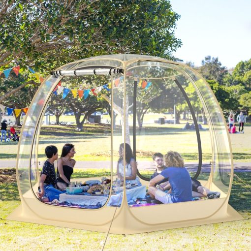 Tente Bulle à Ouverture Instantanée pour 6 à 10 Personnes Tente D?me d'Extérieur 328 x 328 cm Résistante Aux Intempéries Transparent - Image 3