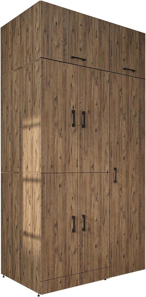 ROOMART Dora - Armoire de machine à laver - Pour sèche-linge et machine à laver - En 4 couleurs - Avec portes et panneau coulissant - Blanc - Chêne blanc - Chêne anthracite - Chêne blanc (chêne blanc) - Image 31