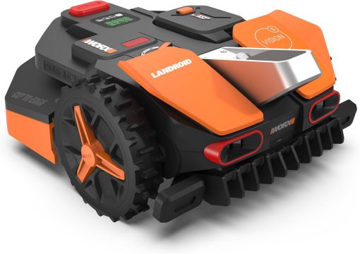 WORX LANDROID Vision WR206E.1, Robot Tondeuse sans Fil périphérique 600 m2 Surf.Max 700 m2, Installation en 30 Min, Caméra 4K + IA Adaptative, évite Tous Les Obstacles, Coupe des Bordures, Multizone