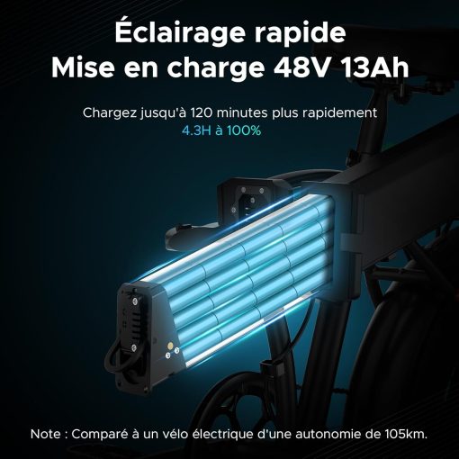 ENGWE EP-2 Pro Vélo électrique Pliable 20 × 4.0 Fat Bike Electrique 7 Vitesses avec Batterie Amovible 48V 13Ah Autonomie 120km Tout-Terrain & VTT & Plage & Neige - Image 4