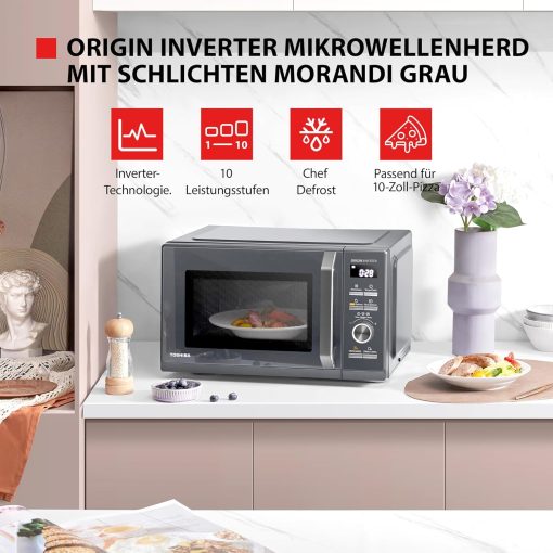 Toshiba Micro-ondes 20L MW2-MM20P(BK), Micro-ondes sur Pied, 800W, 5 Niveaux de Puissance, avec Décongélation Facile, éclairage LED à l'intérieur, Noir - Image 18