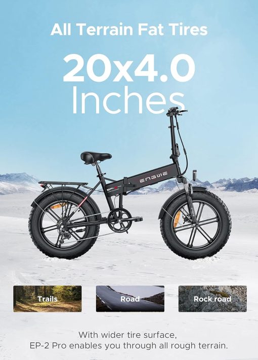 ENGWE EP-2 Pro Vélo électrique Pliable 20 × 4.0 Fat Bike Electrique 7 Vitesses avec Batterie Amovible 48V 13Ah Autonomie 120km Tout-Terrain & VTT & Plage & Neige - Image 15
