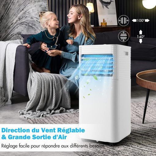 GOPLUS Climatiseur Mobile 9000BTU 2,6kW, Climatiseur 4 en 1 Fonction de Refroidissement, Déshumidification, Ventilation, Mode Nuit, Minuterie 24H, Contr?le Télécommande/écran, 20㎡, Noir, R290 - Image 28