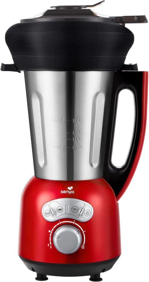 Senya SYCP-HB008R Cook & Ice V3 Red Stainless Steel Heated Blender, Soup Blender/Milled Soup, Steaming, Crushed Ice Smoothies, 1, 5L, 1400W, SYCP-HB008R - Image 4