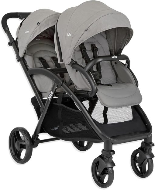 Joie - Evalite? Duo - Poussette Double - Siège Arrière Inclinable à Plat - Pliage Facile & Compact - Compatible Sièges Auto - Suspension 4 Roues - Harnais 5 Points SoftTouch - Dès la naissance