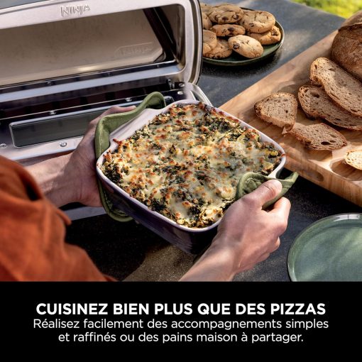 Ninja Woodfire Four à pizza extérieur électrique 8-en-1, rotissoire & fumoir barbecue avec grille, plaque pro-heat, pierre à pizza, granulés de bois et pelle, 6 réglages, orange foncé OO101EU - Image 18