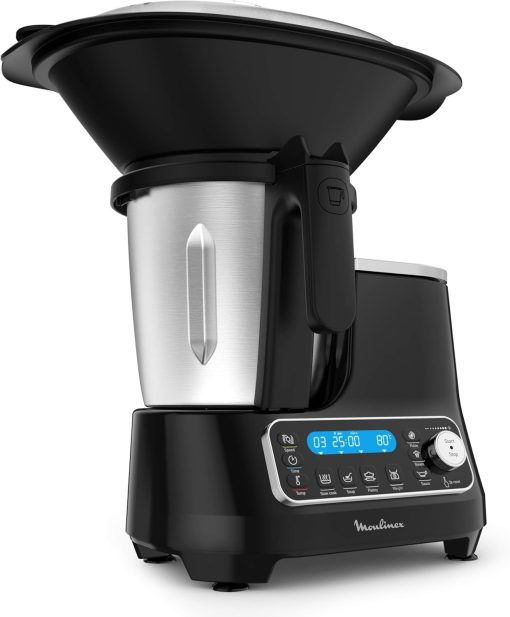 Moulinex Clickchef Compact Multi-Function Cooker, 3.6 L, 1400 W, 5 Programs, 32 Functions, Built-in Kitchen Scale, Steamer, Mixer HF456810 [Control Screen]