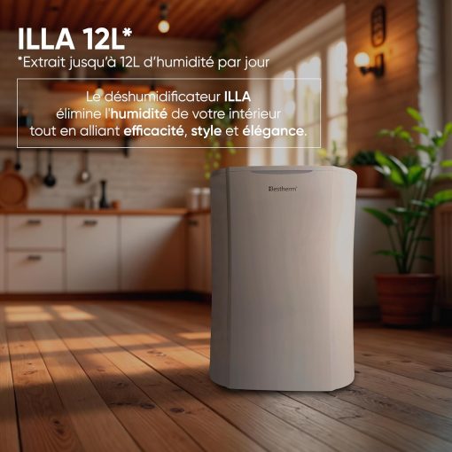 BESTHERM - Déshumidificateur d'air BESTHERM - Illa 12L/jour, réservoir amovible, filtre à charbon actif, ioniseur intégré - Image 3