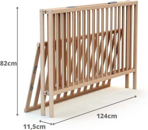 WEBABY - Lit bébé pliant 60x120cm Blanc | Bois massif | Dès la naissance |Confort de sommeil | Sommier à lattes | Compact | Transportable | Pliable |Gain de place | Lit de voyage - Image 14