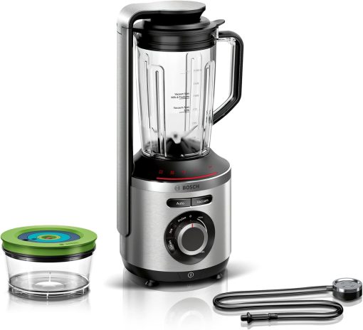 Bosch Electroménager - MMBV622M Blender sous vide VitaPower Série 8 – Grande préservation des vitamines – Gourde to go avec valve sous-vide – 1,5 L – 1000W - Argent/Noir