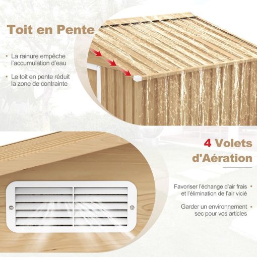 Abri de Jardin 2.3㎡ en Acier Galvanisé Anti-UV 196x142x186cm Cabane de Jardin Exterieur 3.7m3 avec Porte Coulissante Rampe Naturel - Image 6
