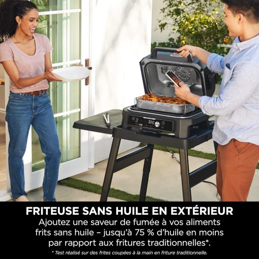 Ninja Woodfire Barbecue électrique et fumoir Pro XL avec thermomètre, barbecue et Air fryer d'extérieur 4-en-1 avec système Smart Cook et granulés Woodfire, portatif, gris/noir, OG850EU - Image 16