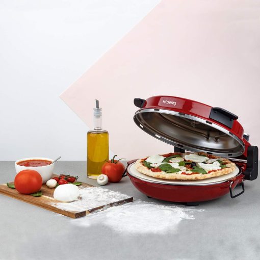 H.Koenig Four à Pizza électrique Professionnel Portable NAPL350, Multifonction, Tartes et Quiches, Grand Plateau en Pierre Céramique, Température 0 à 400°C, Minuterie, Roulette et Pelle en bois - Image 5