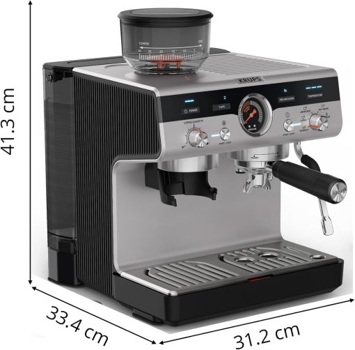 Krups Virtuoso+, Machine expresso, Machine a cafe à pompe, expresso machine a cafe moulu ou dosettes, 15 bars, Inox, Buse vapeur, Espresso et cappuccino, XP444G10 - Image 13