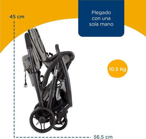 Joie - Evalite? Duo - Poussette Double - Siège Arrière Inclinable à Plat - Pliage Facile & Compact - Compatible Sièges Auto - Suspension 4 Roues - Harnais 5 Points SoftTouch - Dès la naissance - Image 8