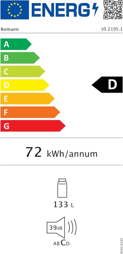 Bomann Réfrigérateur 133L blanc VS2195-1-blanc, Capacité nette : 133 litres, éclairage intérieur à DEL, Contr?le de la température en continu, 3 clayettes en verre - Image 11