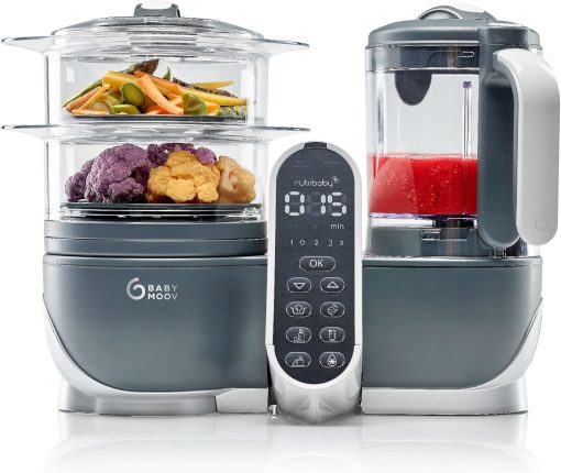 Babymoov Nutribaby(+), Robot Cuiseur Bébé Multifonctions 6 en 1, Cuiseur Vapeur Mixeur, Grande Capacité 2,2L, Petits Pots Bébé Faits Maison, Idéal Diversification Alimentaire, Gris - Image 11