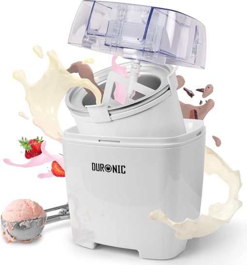 Duronic IM540 Electric Ice Cream Maker 1.5 Litre Stainless Steel Removable Bowl Turbine Ideal for Creating Ice Cream Sorbets Frozen Yogurt Ice Cream and Homemade Desserts