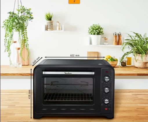 Moulinex Four à convection électrique, 60 L, 2200 W, Thermostat jusqu'à 240 degrés, 7 modes de cuisson, Pain, Pizza, Tartes, Patisseries, Optimo, Noir YY2917FB - Image 2