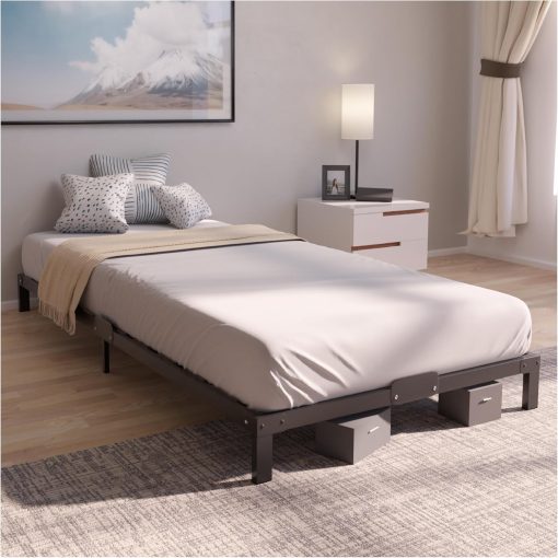 Dreamzie Cadre de Lit 160x200 avec Sommier - Sommier 160x200 avec Pieds - Hauteur de 35 cm - Structure Solide, Assemblage Facile et Espace de Rangement