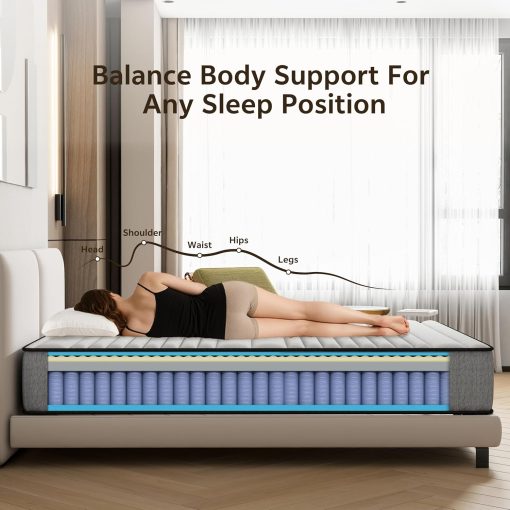 Matoresu Double Mattress 160 x 190 cm Memory Foam Height 25 cm Medium Rigid H3 Ergonomic 7 Zone Cold Foam Comfortable Breathable Fabric Cover - Image 35