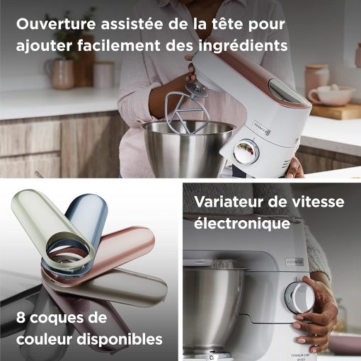 Kenwood Titanium Chef Baker KVC65.001WH, Pastry Robot with Integrated Scales, Including 3-Piece Pastry Set, Spatula & Splash Protection, 1200 W, White - Image 15