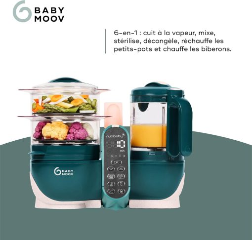 Babymoov Nutribaby(+), Robot Cuiseur Bébé Multifonctions 6 en 1, Cuiseur Vapeur Mixeur, Grande Capacité 2,2L, Petits Pots Bébé Faits Maison, Idéal Diversification Alimentaire, Gris - Image 16